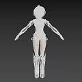 Blonde Haired Woman With Red Eyes In White Bodysuit And Mechanical Elements On Arms Legs