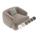 Beige Accent Chair With Geometric Pattern Pillow And Multiple Color Options