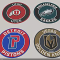 Utah Utes Philadelphia Eagles Detroit Pistons and Vegas Golden Knights Team Logos Design