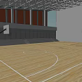 Indoor Basketball Gymnasium With Wooden Floor Hoops And Spectator Seats For Fitness