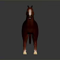 Realistic Red Horse 3D Model With White Hooves Standing On Dark Background