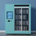 Light Blue Public Book Vending Machine With Transparent Door And Touch Screen 3d model