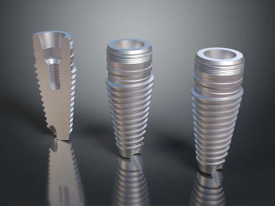 Modern Lighting Fixture Set With Three Metal Threaded Components And Contemporary Design 3d model