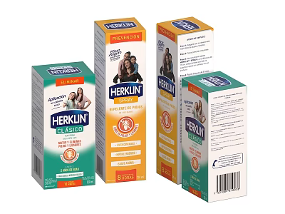 HERKLIN Daily Necessities Packaging Boxes In Different Colors With Family Images And Labels 3d model