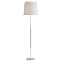 Modern Sleek Floor Lamp With White Lampshade Wooden Pole And Minimalist Design