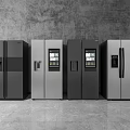 Modern Side by Side Refrigerators in Black Silver with Smart Displays in Contemporary Interior