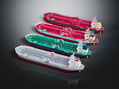 Colorful Water Transport Tanker Ship Models Displayed Side By Side 3d model