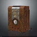 Vintage Electronic Radio With Wooden Case Retro Design And Dial Control Knobs