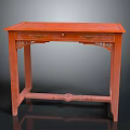 Traditional Red Wooden Table With Carved Drawer And Decorative Legs Design