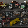 Different Mobile Food Trucks Featuring Hot Dog Ice Cream Coffee Burger And Snack Stalls