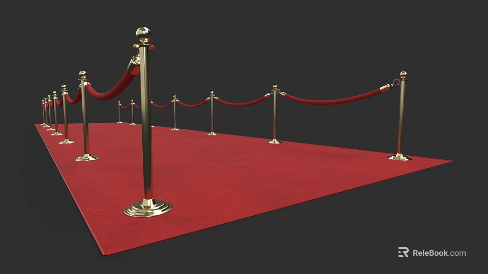 Elegant Jewelry Store VIP Entrance With Red Carpet And Gold Stanchions 3d model 