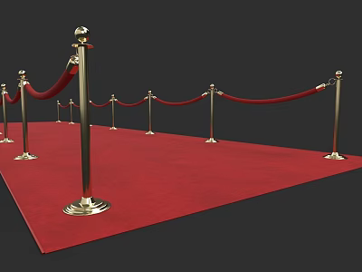 Elegant Jewelry Store VIP Entrance With Red Carpet And Gold Stanchions 3d model