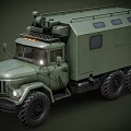 Military Green Off Road Truck with Six Wheels Roof Equipment and Side Windows
