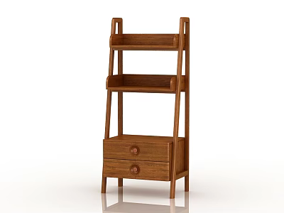 Wooden Decorative Cabinet With Two Drawers And Open Shelves Simple Modern Design For Home Decor 3d model