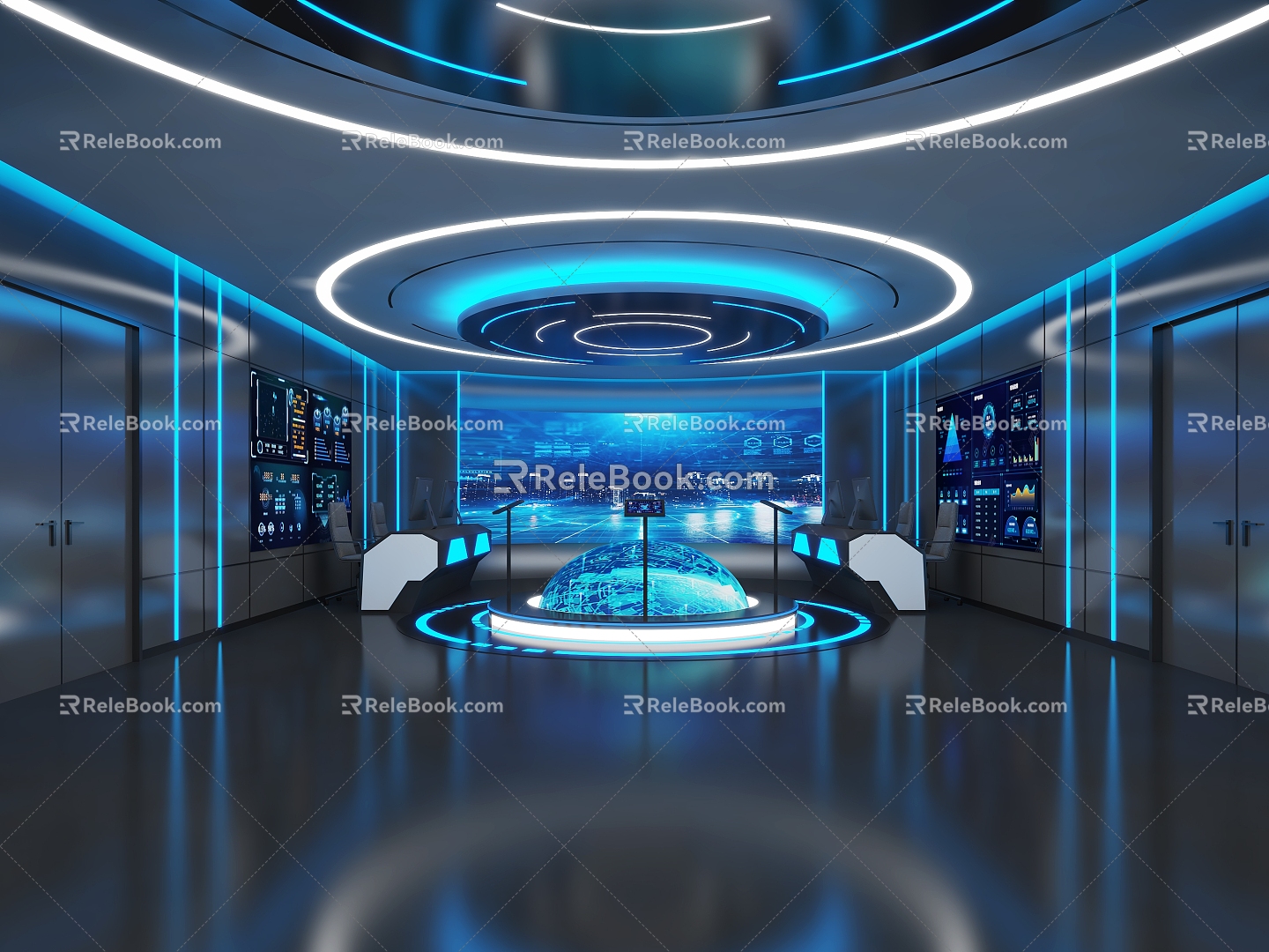 Modern Monitoring Room Monitoring and Command Room 3d model