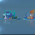 Ocean Themed Decorative Display With Whale Structure Seagrass Corals Dolphins And Palm Tree