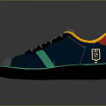 Blue Green Yellow Accent Lace Up Striped Casual Sneakers With Black Sole