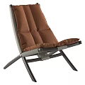 Modern Comfortable Leisure Chair With Brown Padded Cushion And Gray Crossed Frame Design