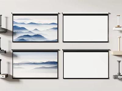 Projection Monitoring Setup Featuring Wall Mounted Screens And Clear Display Panels 3d model