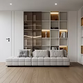 Modern Minimalist Basement Living Room With Sofa Coffee Table And Plants