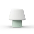 Unique Shaped Mushroom Table Lamp Featuring White Lampshade And Light Green Base 3d model