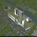 Aerial View Urban Planning With Modern High Rise Buildings Green Areas River And Transport Network
