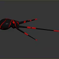 Black and Red Spider with Shiny Legs and Decorative Design 3D Render on Gray Background