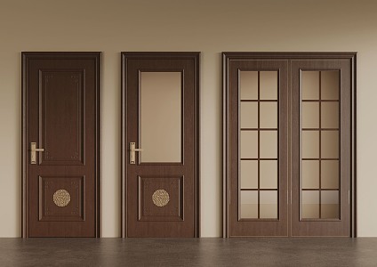 New Chinese style sliding door single door 3d model