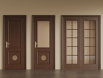 New Chinese style sliding door single door 3d model