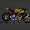 Modern Sport Green Yellow Motorcycle With Red Accents Black Seat Visible Engine And Sleek Design