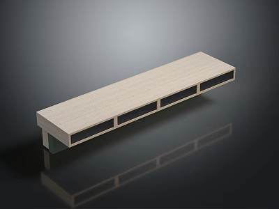 Modern Light Wood Rectangular Bench With Black Storage Compartments And Sleek Lines 3d model