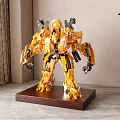 Decorative Yellow Robot Model With Metal Parts On Wooden Display Base