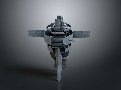 Gray 3D Rendered Industrial Mechanical Structure With Multi Layer Design And Symmetric Brackets 3d model