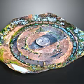 Scenic Circular Landscape With Green Vegetation Ring Pathway And Central Stone Platform 3d model