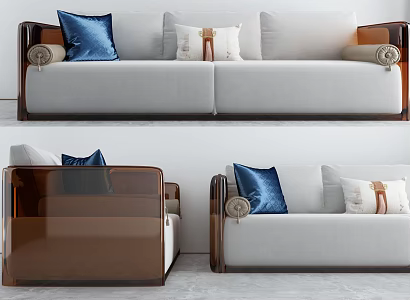 New Chinese-style double sofa 3d model