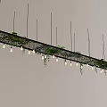 Long Modern Ceiling Design With Hanging Lights And Green Vines Decoration 3d model