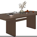 Natural Wooden Dining Table With White Vase Dried Flowers Bowl Of Oranges And Plate