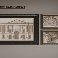 Wall Mounted Decorative Picture Frames With Large Architectural Print And Small Vintage Maps 3d model