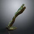 Realistic Lizard Specimen Display On Natural Branch With Wooden Base Stand