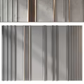 Modern Feature Wall Design With Gray Textured Panels And Gold Metal Strips 3d model