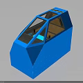 Blue Spacecraft Cockpit Module With Transparent Windows And Interior Structure