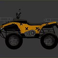 All Terrain Yellow ATV With Black Cross Patterns For Off Road Use