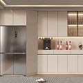 Modern Wine Cabinet With White Cabinets Wine Bottles Wine Glasses And Coffee Machine