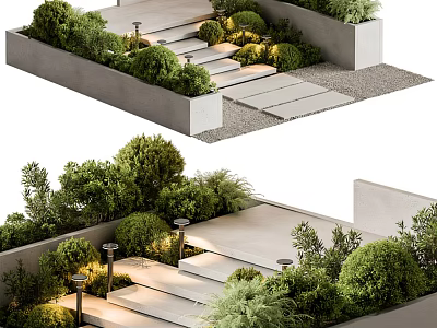 Garden Stairs Landscape 3d model