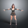 3D Fantasy Female Warrior Character With Armor And Open Arms Pose