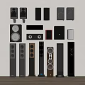 Assorted Home Audio Speakers with Different Designs Sizes and Styles for Home Use