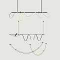 Modern Curved Chandelier With Sleek Metal Frame And LED Lighting For Living Spaces