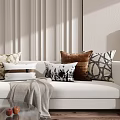 Decorative Throw Pillows On White Sofa With Various Patterns And Colors For Cozy Living Room