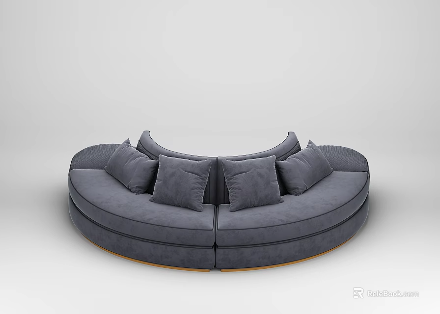 Modern Gray Curved Sectional Sofa With Comfortable Cushions And Elegant Design 3d model 