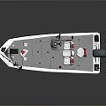 White And Red Fishing Boat With Seats Console Deck And Outboard Motor